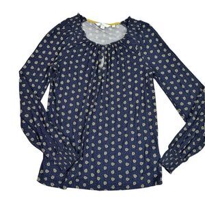 Boden size 6 Vicky Long Sleeve Jersey Knit Top Keyhole